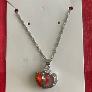 Orange Topaz silver Necklace